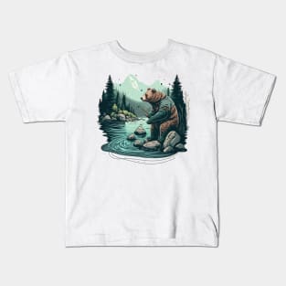 Bear fishing Kids T-Shirt